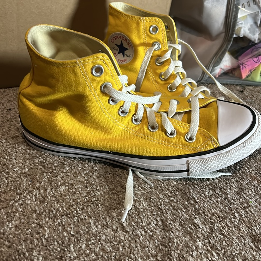 Converse Yellow High-Top Sneakers with White Accents - Picture 2 of 7